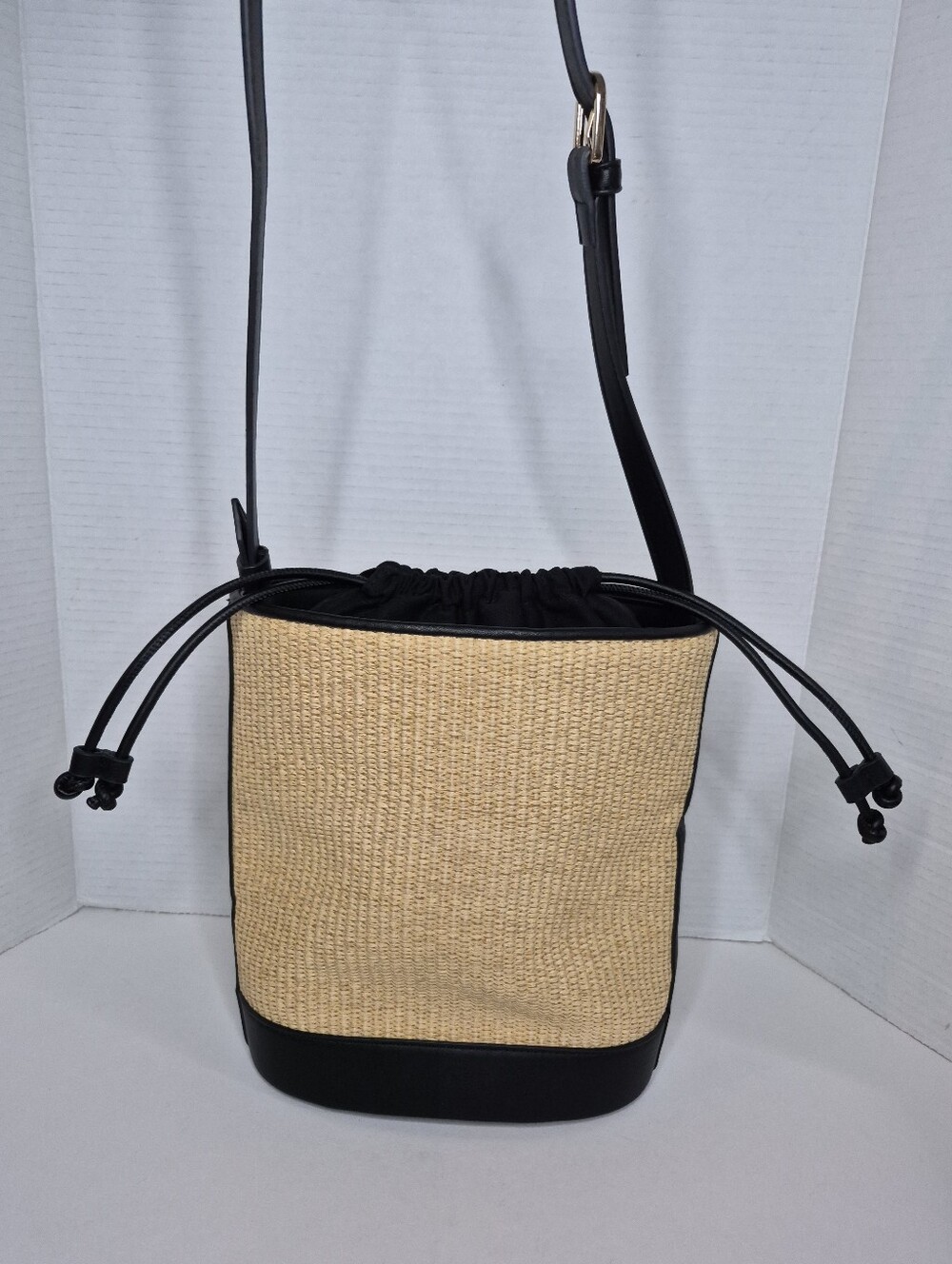 Mango Raffia Effect Medium Bucket Bag Excellent - Picture 4 of 13
